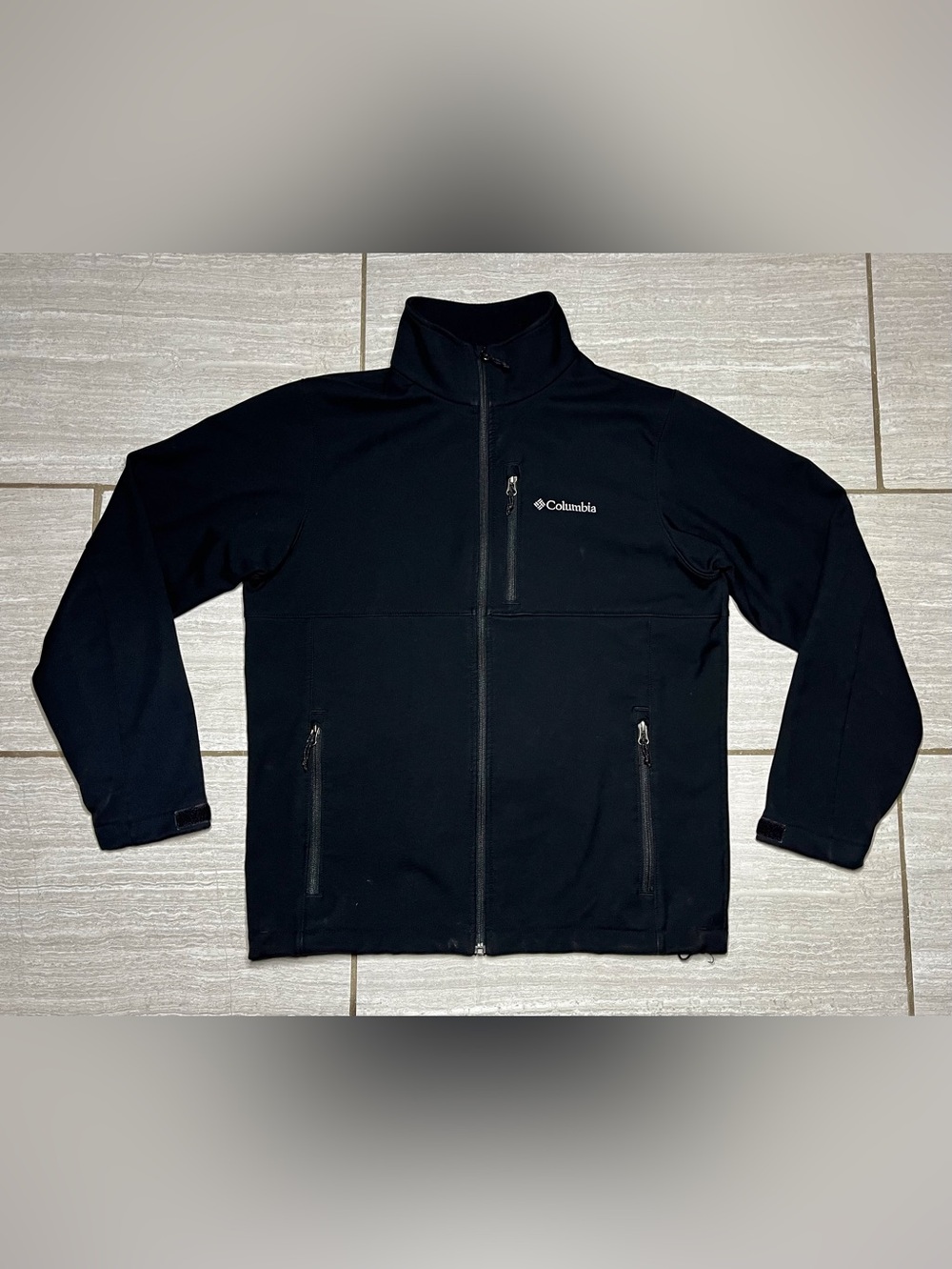 Columbia Ascender Softshell Jacket Fleece Lined Full Zip Men’s Size Medium Black